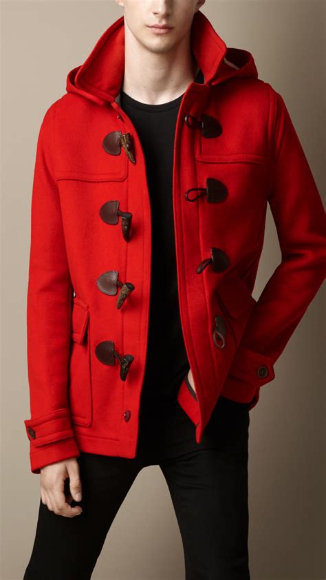 red pea coat burberry|burberry men's duffle coat.